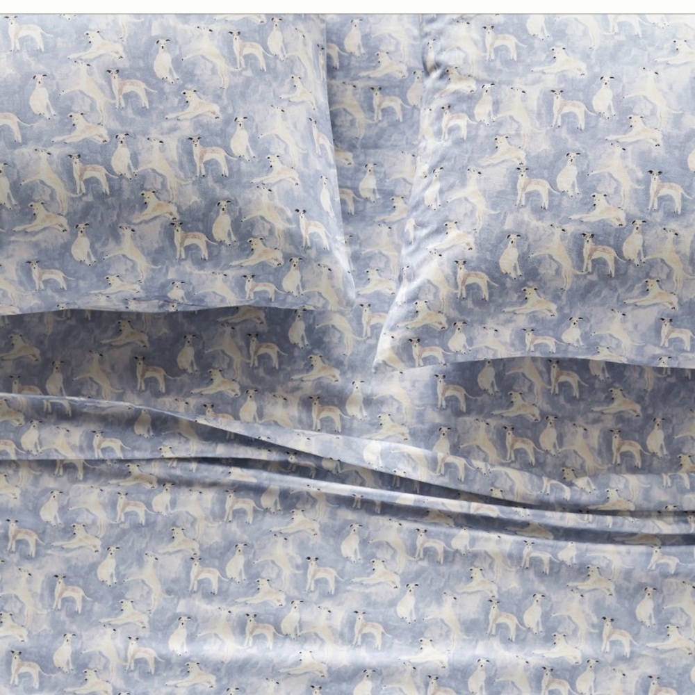 Anthropologie Dog Print organic King Sheet Set - Picture 3 of 9